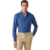 Hackett London para homem. HM3010765 Camisa Gmd Texture azul (XXL), Casual, Clássico, Manga comprida, Lyocell