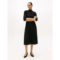 Tommy Hilfiger Vestido Midi De Manga 3/4 Slim 5x2 Rib Mix Plus Size