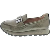 Hispanitas para mulher. HI243621 Mocassins Bolment em pele de chumbo (40), Couro, Prata, 3 a 5cm, Nenhum, Casual
