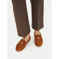 Ralph Lauren para mulher. 802946809014 Mocassins Averi III em camurça castanha (36), Couro, Marrom, Plano, Nenhum, Casual, Clássico