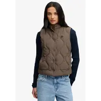 Superdry para mulher. W5012197A Colete Onion Quilt Crinkle Snap cáqui (M), Casual, Verde, Nylon reciclado