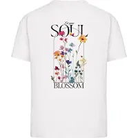 Miss Tee Camisa 'Let Your Soul Blossom' azul real / verde escuro / preto / branco