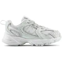 New Balance unisex para criança. I530V1_KL Sapatilhas de pele 530 Bungee Lace branco (25), Couro, Plano, Cordão, Casual, moda infantil