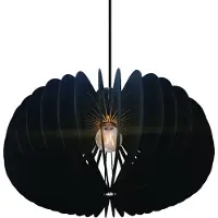 Nordlux Candeeiro suspenso Hazo, Ø 65 cm, preto, madeira
