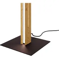 Elobra Candeeiro de pé LED Mexico, carvalho/preto, altura 150 cm, madeira/metal