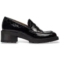 Wonders para mulher. D-1401_5633_5792 Mocassins de Couro Evoclub 01 Preto (39), 1 a 3cm, Nenhum, Casual, Clássico, Charão