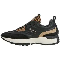 Pepe Jeans para mulher. PLS600067 Sapatilhas de pele Lucky Fierce pretas (41), Couro, Preto, 3 a 5cm, Cordão, Casual
