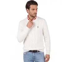 Ralph Lauren para homem. 710775885033 Camisola de algodão em malha ecru branca (M), Branco, Casual