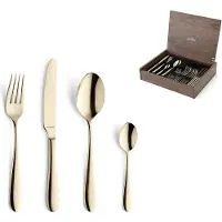 Amefa Oxford 1860ZVMDF3C40 Champagne, conjunto de talheres de 24 peças numa caixa de madeira