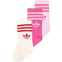Adidas Originals Meias 'CREW SOCK 3P' rosa claro / rosa escuro / vermelho / branco natural