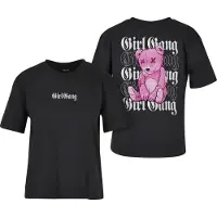Miss Tee Camisa 'Girl Gang' orquídea / rosa escuro / preto / branco