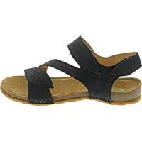 El naturalista para mulher. 258101101005_001 Sandálias de couro N5810 Panglao black (37), Preto, Plano, 1 a 3cm, Velcro