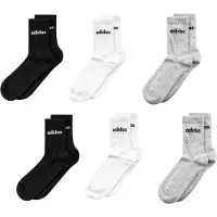 Adidas Meias de desporto 'Linear Crew Cushioned 6 Pair Pack' cinzento / preto / branco