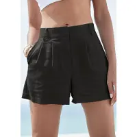 LASCANA Calças com pregas preto