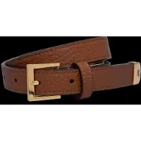 Ralph Lauren para mulher. 412912036001 Cinto estreito de couro granulado castanho (L), Marrom, Casual, Pele