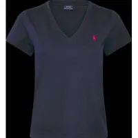 Ralph Lauren para mulher. 211B14611008 T-shirt com decote em V azul-marinho (L), Casual, Algodão, Manga curta