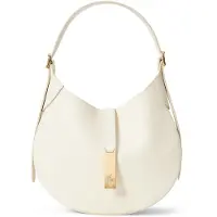 Ralph Lauren para mulher. 428944016001 Bolsa de ombro Polo ID pequena de couro branco sujo (OSFA), Casual