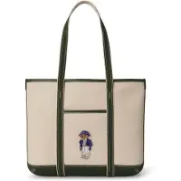 Ralph Lauren para mulher. 428P14295001 Bolsa tote shopper pequena com Polo Bear bege (OSFA), Casual, Algodão