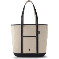 Ralph Lauren para mulher. 428968158002 Bolsa tote shopper média de lona bege (OSFA), Casual, Algodão, Marinho