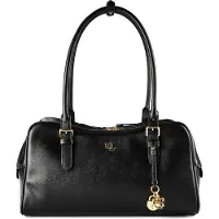 Ralph Lauren para mulher. 431P06068002 Bolsa satchel Marcy de couro preto (OSFA), Casual, Pele