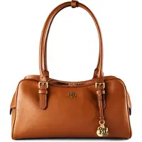 Ralph Lauren para mulher. 431P06068001 Bolsa satchel Marcy de couro marrom (OSFA), Bege, Casual, Pele