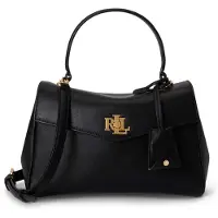 Ralph Lauren para mulher. 431P15611002 Bolsa satchel Farrah pequena de napa preta (OSFA), Preto, Casual, Pele