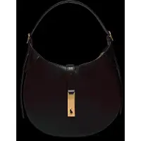 Ralph Lauren para mulher. 428944017001 Bolsa de couro Polo ID de ombro pequena preta (OSFA), Preto, Casual, Pele