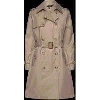 Ralph Lauren para mulher. 297967122002 Gabardina cruzada de mistura de algodão bege (XL), Casual, Clássico