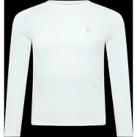 Ralph Lauren para menina. 313841122030 Camiseta de malha jersey de manga comprida branco ((M) 8/9años= 136/142cm), Casual, Algodão, mod