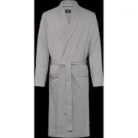 BOSS para homem. 50545943 Robe de malha de algodão com logo bordado cinza (L), Homewear