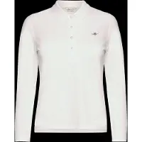 Gant para mulher. 4202521 Polo de piquê de manga longa Shield branco osso (XS), Casual, Algodão, Manga comprida