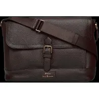 Ralph Lauren para homem. 405P07846002 Bolsa Messenger de couro granulado marrom (OSFA), Casual, Pele