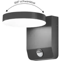 CMD Candeeiro de parede LED 9083, sensor, antracite, 16 cm, CCT, IP54