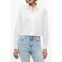 Tommy Hilfiger Blusa 'Relaxed Fit Cropped' navy / vermelho cereja / branco