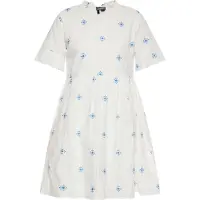 Dreimaster Vestido de verão azul / branco lã