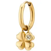 Brosway Brinco único dourado de trevo de quatro folhas 2 em 1 com chakra BHKE134