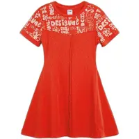 Desigual , Vestido curto lettering, Infantil, AlgodÃO, Vermelho, 9/10