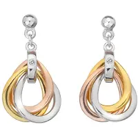 Hot Diamonds Orecchini Argento Tricolore Diamanti Trio De645 — Orecchini