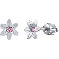 Silvego Orecchini A Forma Di Fiore In Argento Con Zirconi Rosa SILVEGOB70449BDSP — Orecchini