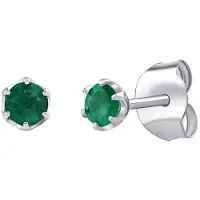 Silvego Orecchini A Bottone In Argento Con Smeraldo Naturale 4 Mm JJJ1032EER — Orecchini