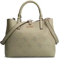 GUESS , Amara, poliuretano, bolsa de tecido, logotipo 4G, verde, HWSG8493060, 29 x 22 x 14 cm