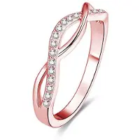 Beneto Anel em prata banhado a ouro rosa com cristais AGG191 - Circunferência: 52 mm