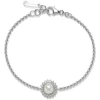 Brosway Pulseira de prata brilhante com pérola branca infinita FIW138
