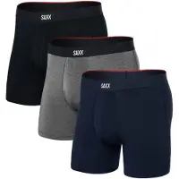 Saxx - Vestuário caminhada - Vibe Xtra Soft Comfort BB Fly 3pk Black/Dark Grey Heather/Navy para Homem - Tamanho M