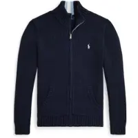 Ralph Lauren para menino. 323799411025 Camisola de algodão com fecho de correr, cor azul-marinho ((M) 8/9años= 140/149cm), Casual, Mang