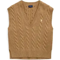 Ralph Lauren para mulher. 211949994001 Colete de malha de lã e cashmere castanho (XL), Bege, Casual, Sem mangas / correias