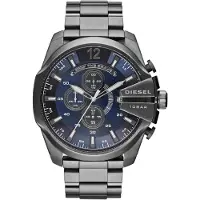 Diesel Relógios analógicos 'Mega Chief' azul escuro / cinzento-prateado