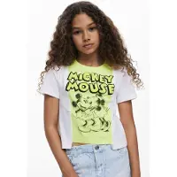 Desigual , Camiseta bicolor Mickey e Minnie mouse, Infantil, AlgodÃO, Amarelo, 5/6
