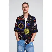 Desigual , Camisa estampada tribal, Homem, AlgodÃO, Azul, S