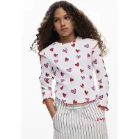 Desigual , Camiseta de manga comprida com corações, Infantil, AlgodÃO, Branco, 7/8